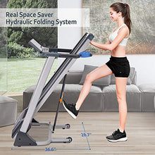 Load image into Gallery viewer, Merax Folding Electric Motorized Running Treadmill, Jogging Walking Machine with Bluetooth Function, Speakers, 15 Preset Programs, Incline Adjustment and Downloadable Sports App (Black)
