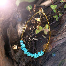Load image into Gallery viewer, Turquoise Link Bracelet Gold Plated Hematite Beaded Adjustable Chain Minimalist Jewelry for Women 7’’
