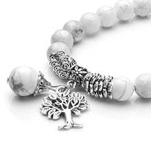 Load image into Gallery viewer, Jovivi 8MM White Turquoise Natural Gemstone Healing Crystal Tree of Life Lucky Charm Stretch Bracelet
