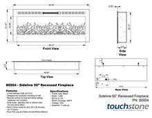 Load image into Gallery viewer, Touchstone 80004 - Sideline Electric Fireplace - 50 Inch Wide - in Wall Recessed - 5 Flame Settings - Realistic 3 Color Flame - 1500/750 Watt Heater - (Black) - Log &amp; Crystal Hearth Options

