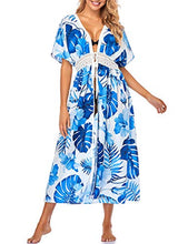 Load image into Gallery viewer, Bsubseach Long Swimsuit Cover Up Summer Kimono Short Sleeve Beach Open Front Cardigan Cover Ups for Women Green
