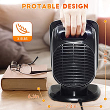 Load image into Gallery viewer, Space Heater, Portable Electric Garage Heaters, 1500W PTC Ceramic Heater with Adjustable Thermostat, 3S Fast Heat, 120° Oscillating, Small Fan Heaters for Office, Desk, Bedroom, Indoor/Outdoor Patio Heater

