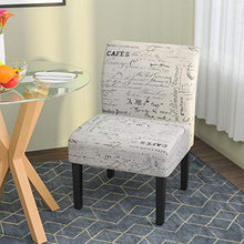 Load image into Gallery viewer, mecor Modern Armless Accent Chairs Set of 2, Upholstered Fabric Dining Chairs w/Solid Wood Legs for Dining Living Room Sofa (Letter-Print, Beige)
