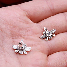 Load image into Gallery viewer, Silver Pt Farvahar Earrings Iranian Persian Farohar Earring Iran Persia Gift (Push Back)
