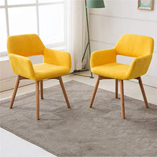 Load image into Gallery viewer, Lansen Furniture (Set of 2) Modern Living Dining Room Accent Arm Chairs Club Guest with Solid Wood Legs (Yellow)
