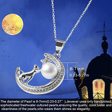 Load image into Gallery viewer, Jewever S925 Sterling Silver Lovely Moon Cat Necklace Freshwater Cultured Pearl Women Gift
