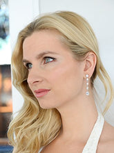 Load image into Gallery viewer, Mariell Gorgeous Linear Mix-Shape Cubic Zirconia Bridal, Prom &amp; Holiday Dangle Earrings - Platinum Plated
