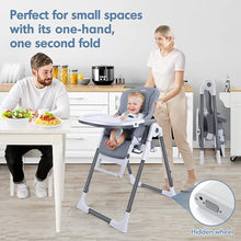 Load image into Gallery viewer, Onasti 7 in 1 High Chair | Converts to Dining Booster Seat with Easy Cleanup Features, Grows with Child with 7 Modes, Ultra Compact High Chair, Ambiance Grey
