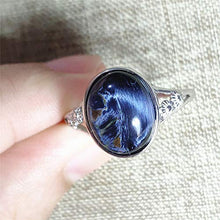 Load image into Gallery viewer, Genuine Natural Blue Pietersite Cat Eye Oval Bead Women Men Adjustable Ring 13x11mm AAAAA
