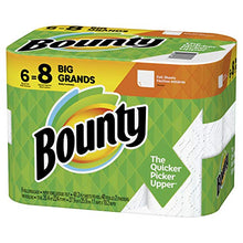 Load image into Gallery viewer, Bounty Paper Towels, White, 6 Big Rolls = 8 Regular Rolls
