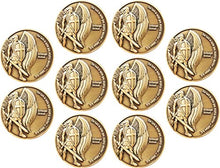 Load image into Gallery viewer, Archangel Saint Michael Coin, Bulk Pack of 10 Antique Gold Plated Challenge Protection Coins, The Lord is with You Mighty Warrior, Judges 6:12 and No Harm Will Overtake You, Psalm 91 Gift
