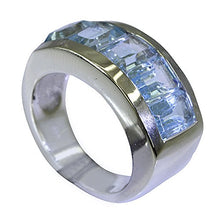 Load image into Gallery viewer, 55Carat Natural Blue Topaz Ring Men Sterling Silver Rectangle Shape Size US 5,6,7,8,9,10,11,12
