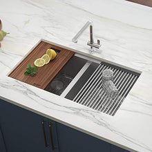 Load image into Gallery viewer, Ruvati 33-inch Workstation 60/40 Double Bowl Undermount 16 Gauge Stainless Steel Ledge Kitchen Sink - RVH8356

