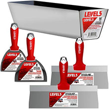 Load image into Gallery viewer, Drywall Hand Tool Kit, Stainless Steel - LEVEL5 | Joint/Taping Knives + 14" Mud Pan | Soft-Grip Handles | Pro-Grade | 5-600
