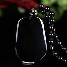 Load image into Gallery viewer, Pure Natural Zodiac Necklace Pendant Made of Obsidian Gemstone Horoscope Animal Sign Amulet (Dragon，Lucky)

