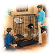 Load image into Gallery viewer, MidWest Cat Playpen / Cat Cage Includes 3 Adjustable Resting Platforms, Removable Leak-Proof Pan, Easy 2-Door Top / Bottom Access &amp; 4-locking Wheel Casters
