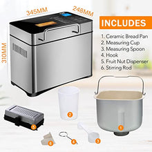 Load image into Gallery viewer, KBS Large 17-in-1 Bread Machine, 2LB All Stainless Steel Bread Maker with Auto Fruit Nut Dispenser, Nonstick Ceramic Pan, Full Touch Panel Tempered Glass, Reserve&amp; Keep Warm Set, Oven Mitt and Recipes
