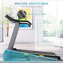 Load image into Gallery viewer, MaxKare Electric Folding Treadmill Auto Incline Running Machine 2.5HP Power 8.5MHP Speed 12-Level Adjustment with 15 Pre-Set Training Programs Large LCD Display Cup Holder for Home Use
