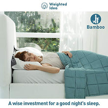 Load image into Gallery viewer, Weighted Idea Weighted Blanket 15 Pounds (Queen Size，60''x80''， Sea Grass Blue) Cooling Bamboo Viscose with Glass Beads
