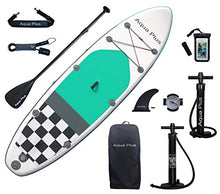 Load image into Gallery viewer, Aqua Plus 10ft6inx33inx6in Inflatable SUP for All Skill Levels Stand Up Paddle Board, Adjustable Paddle,Double Action Pump,ISUP Backpack, Leash, Shoulder Strap,Youth,Adult Inflatable Paddle Board
