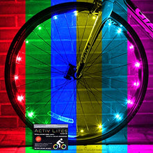 Load image into Gallery viewer, Activ Life Bicycle Spoke Lights (2 Tires, Color-Changing) Fun Accessory for Cool Beach Cruisers, Top Mountain, BMX Trick, Road, Recumbent, Commuting, Tandem, Kids &amp; Folding Bike Best Wheel Lights

