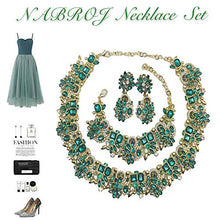 Load image into Gallery viewer, NABROJ Green Rhinestone Choker Necklace for Women Statement Necklace and Earrings Set Party Big Chunky Jewelry Sets- HLN001 Green 3pcs Set
