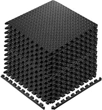 Load image into Gallery viewer, StillCool Puzzle Exercise Floor Mat, EVA Interlocking Foam Tiles Exercise Equipment Mat with Border - for Gyms, Yoga, Outdoor, Kids (E. 20 Square Feet (20 Tiles) - Black)
