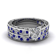 Load image into Gallery viewer, loversring Couple Ring Bridal Sets His Hers Women 10k White Gold Filled Men Tungsten Carbide Wedding Engagement Ring Band
