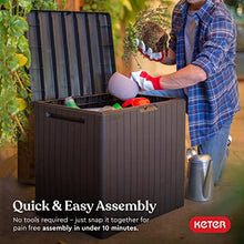 Load image into Gallery viewer, Keter City 30 Gallon Resin Deck Box for Patio Furniture, Pool Accessories, and Storage for Outdoor Toys, Brown
