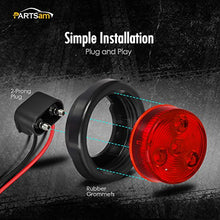 Load image into Gallery viewer, Partsam 2pcs Red Led Light Trailer 2" Round w/Plug &amp; Grommet Kits Marker 4 LED, Flush Mount Red 2 Inch Round Led Trailer Lights, Sealed 2 Inch Round Led Marker Lights Red RV Trucks
