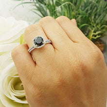 Load image into Gallery viewer, Dazzlingrock Collection 2.00 Carat (ctw) 14K Round Cut Black &amp; White Diamond Engagement Ring Set 2 CT, White Gold, Size 7
