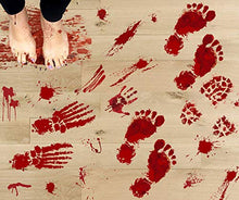 Load image into Gallery viewer, jollylife 126PCS Bloody Footprints Floor Clings - Halloween Handprint Zombie Restroom Sign Decals Vampire Party Decorations Stickers Wall Supplies（14 Sheets）
