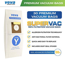 Load image into Gallery viewer, VEVA 30 Pack Premium SuperVac Vacuum Bags Type Y Compatible with Hoover WindTunnel Upright Vacuum Cleaners Style Y, YZ, Z Allergen 4010100Y Models Replacement Bag
