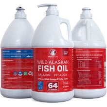 Load image into Gallery viewer, Fish Oil for Dogs, Salmon, Pollock, Omega 3 EPA DHA Liquid Food Supplement for Pets, All Natural, Supports Healthy Skin Coat &amp; Joints, Natural Allergy &amp; Inflammation Defense, 64 oz
