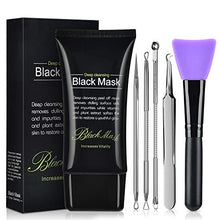 Load image into Gallery viewer, Blackhead Remover Face Mask,Black Mask,3-in-1 Purifying Charcoal Peel off Mask with Acne &amp; Blackhead Extractor Kit and Silicone Brush,Deep Cleansing Facial Mask for All Skin Types Face &amp; Nose
