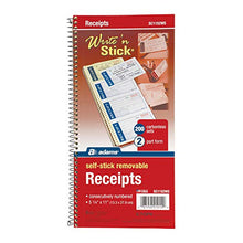Load image into Gallery viewer, Adams Write n' Stick Receipt Book, 2-Part, Carbonless, White/Canary, 5-1/4" x 11", Spiral Bound, 200 Sets per Book, 4 Receipts per Page (SC1152WS)
