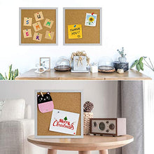 Load image into Gallery viewer, AkTop Cork Board Bulletin Board 12x12, White Framed Corkboard 4 Pack, Small Square Pin Board for Wall, Mini Thick Cork Tiles with 16 Push Pin Wood Clips for School, Home &amp; Office
