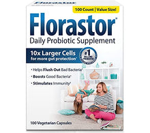 Load image into Gallery viewer, Florastor Daily Probiotic Supplement for Women and Men, Proven to Support Digestive Health, Saccharomyces Boulardii CNCM I-745 (100 Capsules)
