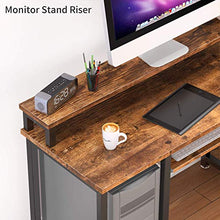 Load image into Gallery viewer, NOBLEWELL Computer Desk with Monitor Stand Storage Shelves Keyboard Tray，47" Studying Writing Table for Home Office (Rustic Brown)
