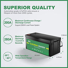 Load image into Gallery viewer, JITA 12V 300Ah lithium battery LiFePO4 Deep Cycle Battery 200A BMS, 2000-5000 Cycles, 10 Year Life, Power Fast Charging for Solar Power System RV House Trolling Motor Wheelchair Household (12V 300Ah)
