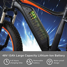 Load image into Gallery viewer, vtuvia Electric Bike for Adults, 26" 4.0 Fat Tire Ebikes, 48V 13Ah Removable Lithium-Ion Battery Waterproof City Bicycle Electric 7 Speeds Gear, Hunting Beach Snow Electric Bicycles (Yellow)
