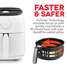 Load image into Gallery viewer, Dash DCAF200GBWH02 Tasti Crisp Electric Air Fryer Oven Cooker with Temperature Control, Non-stick Fry Basket, Recipe Guide + Auto Shut Off Feature, 1000-Watt, 2.6Qt, White

