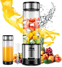 Load image into Gallery viewer, Portable Blender, GOLDFOX USB Rechargeable Personal Blender for Shakes and Smoothies, 15oz Detachable Portable Juicer Cup Small Fruit Juice Mixer for Travel, Gym, Office etc. FDA BPA Free (with Brush)
