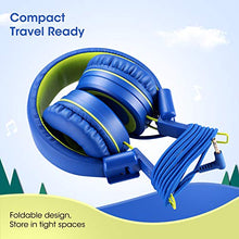 Load image into Gallery viewer, Kids Headphones - noot products K12 Foldable Stereo Tangle-Free 3.5mm Jack Wired Cord On-Ear Headset for Children/Teens/Boys/Girls/Smartphones/School/Kindle/Airplane Travel/Plane/Tablet (Blue/Lime)
