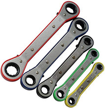 Load image into Gallery viewer, GOSWIFT Offset Ratcheting Wrench Set 5 Pieces Color Reversible Universal Double Ring Spanners Professional Heat Treated Alloy Steel SAE

