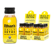 Load image into Gallery viewer, Ethan’s Daily Detox Shot, Ginger Pineapple Flavor, ACV Supplement, Organic Apple Cider Vinegar Shots, Natural Body Juice Cleanse, Digestion Support Supplement, Gluten Free (12 Pack of 2oz Shots)
