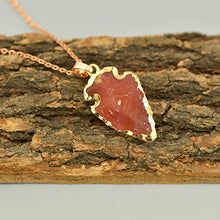 Load image into Gallery viewer, Paialco Natural Orange Agate Gemstone Rock Healing Crystal Arrow Shape Pendant Necklace
