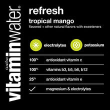 Load image into Gallery viewer, vitaminwater refresh electrolyte enhanced water w/ vitamins, tropical mango drink, 20 Fl Oz
