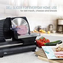 Load image into Gallery viewer, Elite Platinum Ultimate Precision Electric Deli Food Meat Slicer Removable Stainless Steel Blade, Adjustable Thickness, Ideal for Cold Cuts, Hard Cheese, Vegetables &amp; Bread, 7.5”, Black
