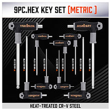 Load image into Gallery viewer, HORUSDY 18-Piece T-Handle allen wrench set, Inch/Metric Long Arm Ball End Hex Key Wrench Set, MM(1.5mm-10mm) SAE(1/16"-3/8")
